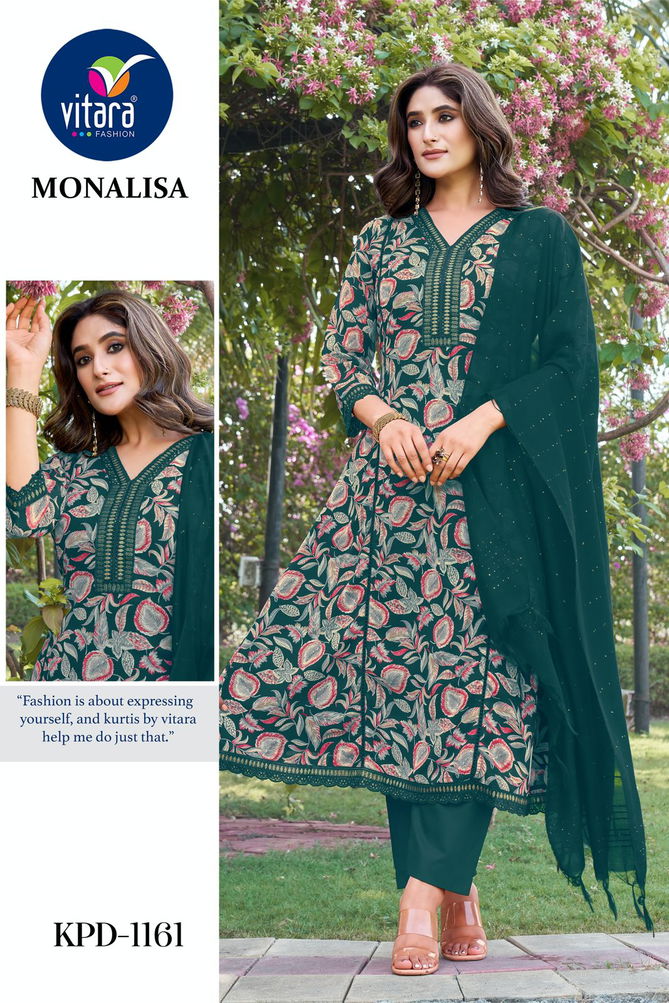 Monalisa By Vitara Georgette Printed Kurti With Bottom Dupatta Wholesale Shop In Surat
